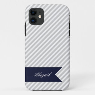 Graue und weiße Streifen mit Monogramm iPhone 5 Fa Case-Mate iPhone Hülle