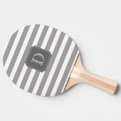 Graue und weiße Streifen Monogram Ping Pong Paddle Tischtennis Schläger (Seitenansicht)