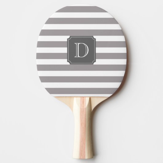 Graue und weiße Streifen Monogram Ping Pong Paddle Tischtennis Schläger (Vorderseite)