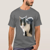 Graue und weiße Tuxedo Cat Vector Art T-Shirt (Vorderseite)