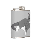 Graue und weiße Tuxedo Katze Flachmann (Rechts)