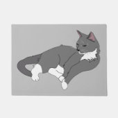 Graue und weiße Tuxedo Katze Fußmatte (Vorderseite)