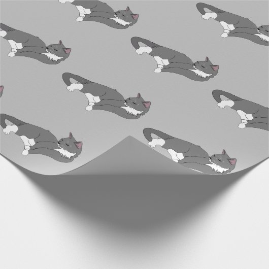 Graue und weiße Tuxedo Katze Geschenkpapier (Ecke)