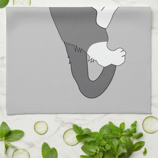 Graue und weiße Tuxedo Katze Geschirrtuch (Gefaltet)