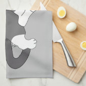 Graue und weiße Tuxedo Katze Geschirrtuch (Viertel Falte)