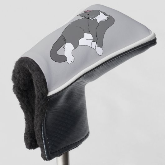 Graue und weiße Tuxedo Katze Golf Headcover (3/4 Vorderseite)