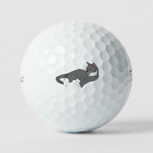 Graue und weiße Tuxedo Katze Golfball (Vorderseite)