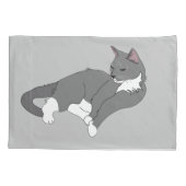 Graue und weiße Tuxedo Katze Kissenbezug (Rückseite)
