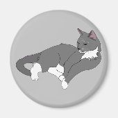 Graue und weiße Tuxedo Katze Magnet (Vorne)
