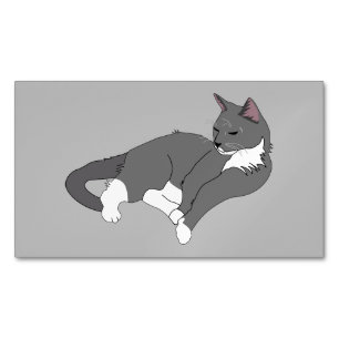 Graue und weiße Tuxedo Katze Magnetische Visitenkarte