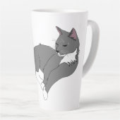 Graue und weiße Tuxedo Katze Milchtasse (Rechte Ecke)