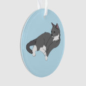 Graue und weiße Tuxedo Katze Ornament (Vorderseite)