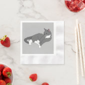 Graue und weiße Tuxedo Katze Serviette (Beispiel)