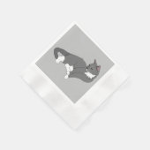 Graue und weiße Tuxedo Katze Serviette (Ecke)