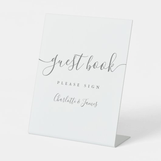 Graue und weiße Unterschrift Skript Gästebuch Sockelschild (Vorderseite)