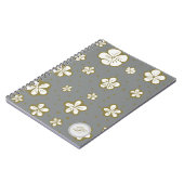 Graue und weiße vergessen mich nicht blumig notizblock (Linke Seite)