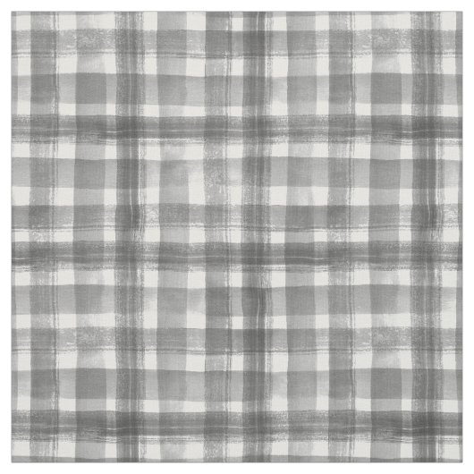 Graue und weiße Wasserfarbe Gingham Prüfmuster Stoff (Muster)