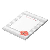 Graue und weiße Wasserfarben Streifen mit roter Bl Notizblock (Rotiert)