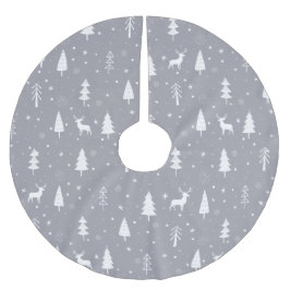 Graue und weiße Weihnachten Polyester Weihnachtsbaumdecke