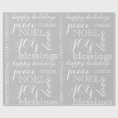 Graue und weiße Word Art Weihnachtsgeschenk Geschenkpapier (Flach)