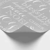 Graue und weiße Word Art Weihnachtsgeschenk Geschenkpapier (Ecke)