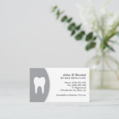 Graue und weiße Zahnarztkarte Visitenkarte (Stehend Vorderseite)