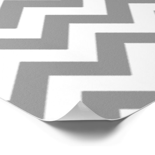 Graue und weiße Zigzag-Monogramm Poster (Ecke)