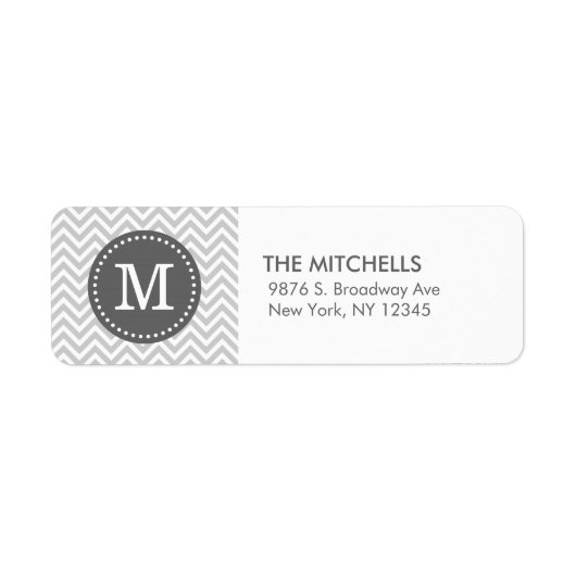 Graue und Zickzack Monogramm-Rücksendeadresse mit (Vorne)