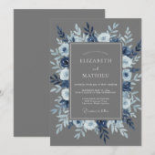 Graue verfeinerte Winterhochzeit Einladung (Vorne/Hinten)