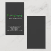 Graue vertikale Fotografie-Visitenkarte Visitenkarte (Vorne/Hinten)