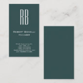 Graue, vertikale, moderne Monogramm-Visitenkarte Visitenkarte (Vorne/Hinten)