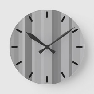 Graue vertikale Streifen Runde Wanduhr