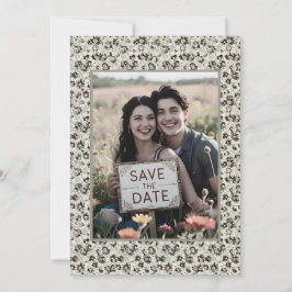 Graue Vintage Blütenhochzeit rettet das Datum neut Save The Date