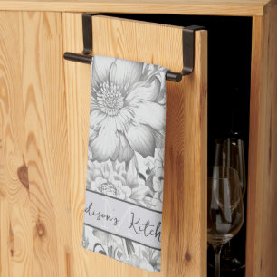 Graue Vintage Chinoiserie Personalisiert Geschirrtuch