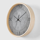 Graue Vintage Damask Monogram-Uhr Uhr (Winkel)