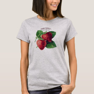 Graue Vintage Erdbeere Berry Fruit Fügen Sie Ihren T-Shirt