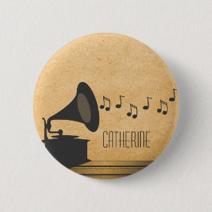 Graue Vintage Gramophone-Taste Button