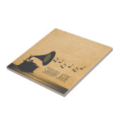 Graue Vintage Gramophone Tile Fliese (Seite)