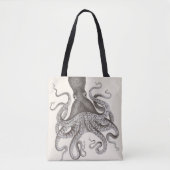 Graue Vintage Kraken-Illustration Tasche (Vorderseite)