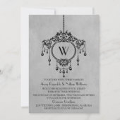 Graue Vintage Kronleuchter Wedite Invite Einladung (Vorderseite)