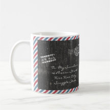 Graue Vintage Post Postkarte Kaffeekarte Tasse