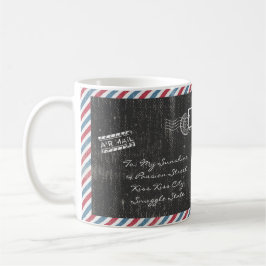 Graue Vintage Post Postkarte Kaffeekarte Tasse