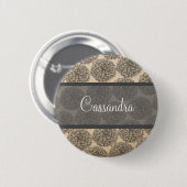 Graue Vintage Zinnia-Taste Button (Vorne & Hinten)