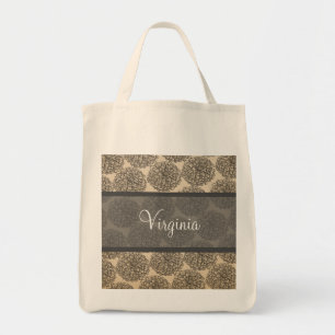 Graue Vintage Zinnia Tote Bag Tragetasche