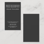 Graue Visitenkarte für vertikale Fotografie (Vorne/Hinten)