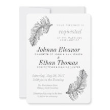 Graue Vögel einer Feather Hochzeit Einladungen