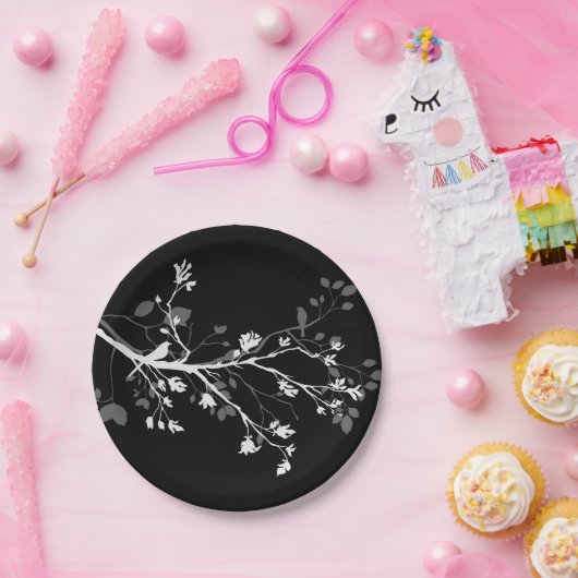 Graue Vogelzweige Pappteller (Party)