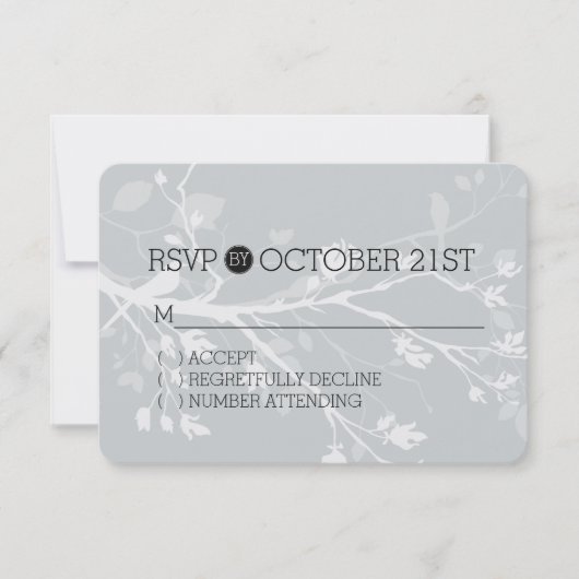 Graue Vogelzweige UAWG RSVP Karte (Vorderseite)