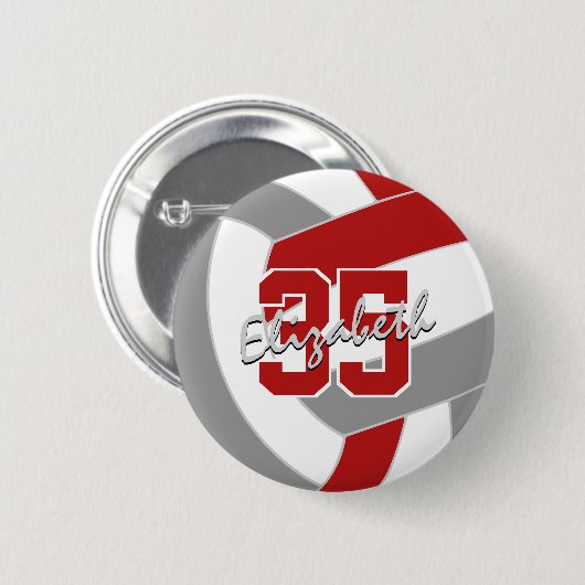 Graue Volleyball-Mannschaft Party-Geschenke Button (Vorne & Hinten)