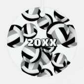 Graue Volleyballs mit Athleten Namensgewähr Ornament Aus Metall (Rückseite)